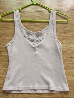 Brandy Melville Soft Pink Ribbed Henley Tank